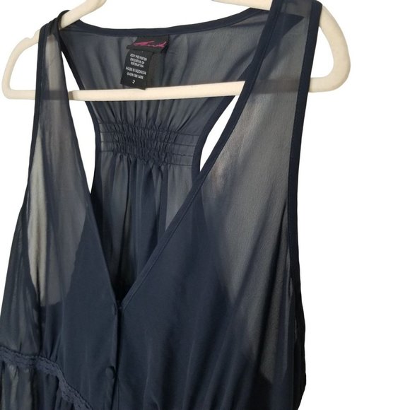 Torrid Womens 2X Navy Blue Sheer Sleeveless Button - Picture 4 of 6